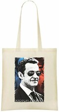 Nicolas Sarkozy Street Art Custom Printed Grocery Tote Bag - 100% Soft Cotton - Eco-Friendly & Stylish Handbag For Everyday Use - Custom Shoulder Bags