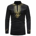 MORCHAN ? Hommes Automne Hiver Luxe imprim Africain Dashiki Chemise  Manches Longues Top Chemisier
