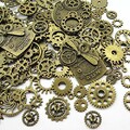 Lot d'environ 70 accessoires steampunk (100g) Chenkou Craft - Avec engrenages, breloques, montres, roues - Pour les loisirs cratifs et la confection de bijoux bronze