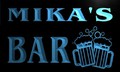 w011896-b MIKA'S Nom Accueil Bar Pub Beer Mugs Cheers Neon Sign Biere Enseigne Lumineuse