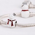 Bonhomme de neige compatible avec bracelet Pandora Bracelets pour Nol Blanc et Rouge mail pour fille Comme Gifts Charm en argent sterling 925