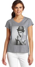 Bruno Mars Playing Harmonica Women's V-Neck T-Shirt