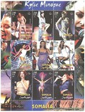 Kylie Minogue - Australian chanteur, compositeur et actrice feuillet de neuf timbres / Somalie / 2002
