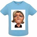 T-Shirt - Manche Courte - Col Rond - Caricature de Marine Le Pen - Bb Garon - Bleu - 6mois