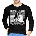 Mens Funny Demi Lovato Tell ME You Love ME Tour Long Sleeve T-Shirt Black