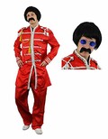 ILOVEFANCYDRESS Costume de sergent poivre Beatles 60s longues Top + Pantalon + Noir Bob perruque + Tash + Couleurs Lunettes 1970's 60' s hippy The Beatles Sgt Peppers Small-XLarge - Rouge - L